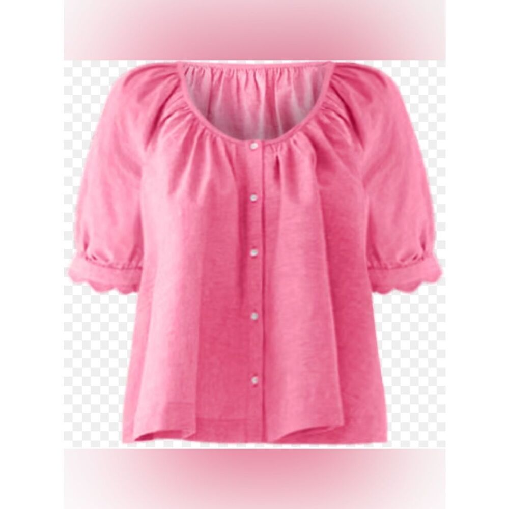 Crown & Ivy Women's Scalloped Cuff Top Pink Metallic
